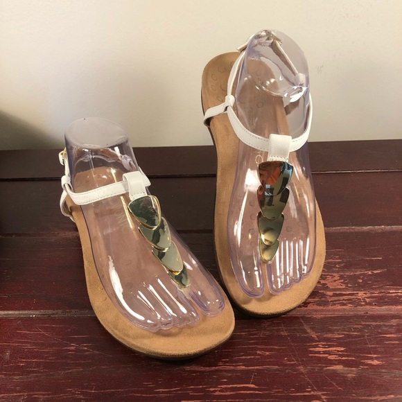 Vionic Rest Miami T Strap Supportive Sandals White with Gold Size 7.5 - Picture 8 of 8